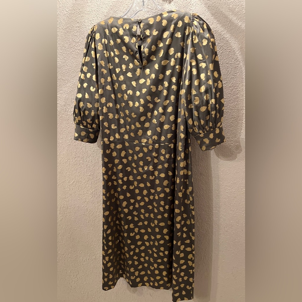 Manoush Paris EUC Metallic Gold Animal Print Midi Dress FR 38 (US 6) - Picture 2 of 6
